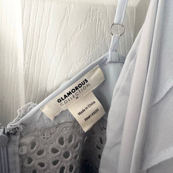 Glamorous Collection Lulus Frill Of A Lifetime Blue Tiered Maxi Dress Medium - Picture 8 of 11